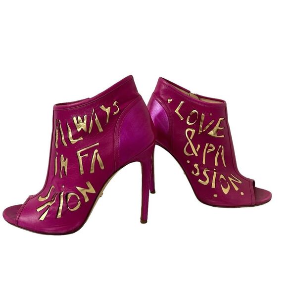 Jerome C Rousseau Womens Size 39 US 9 Pink Open Toe Love & Passion Bootie Rare - Picture 6 of 12